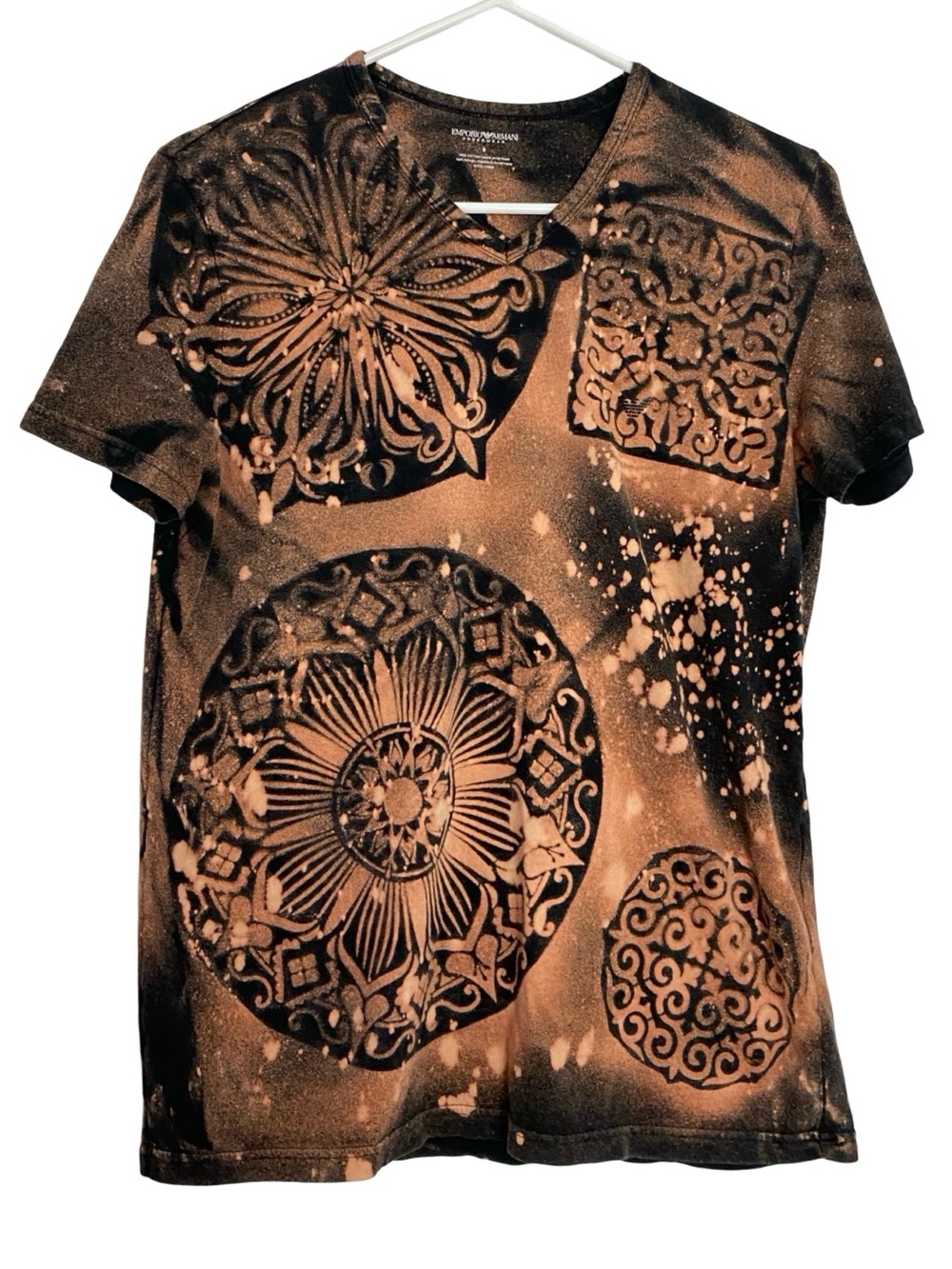 Emporio Armani Stencil Bleached Tee Tshirt Mens Unisex Size Small OOAK
